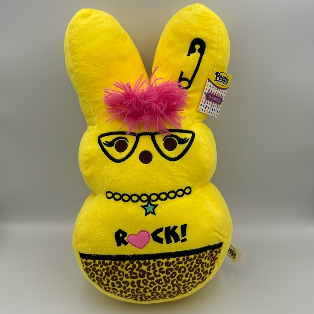 Peeps Emo Punk Bunny Plush Goth Alt Cheetah Print Stuffed Animal‎ NWT